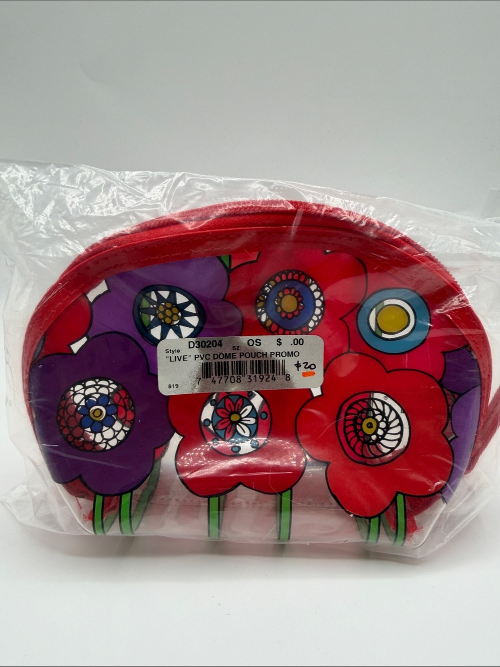 Brighton Floral PVC Dome Pouch in Red & Purple